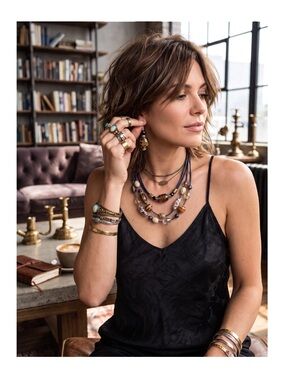 new Chico’s ❁ Boho Glass Bead Beach Necklace + Earring Set ❁ Animal Print ❁ Chic